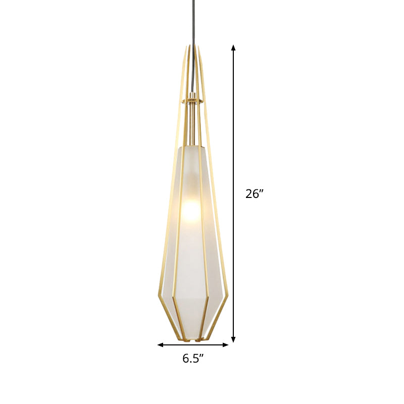 Diamond Office Room Pendant Light Green/White Glass 5"/6.5"/10" Wide 1 Light Modern Hanging Ceiling Light Clearhalo 'Ceiling Lights' 'Glass shade' 'Glass' 'Modern Pendants' 'Modern' 'Pendant Lights' 'Pendants' Lighting' 513065