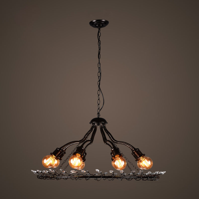 Black 8 Lights Chandelier Light Fixture Vintage Metal Radial Shape Pendant Lamp for Living Room Clearhalo 'Cast Iron' 'Ceiling Lights' 'Chandeliers' 'Industrial Chandeliers' 'Industrial' 'Metal' 'Middle Century Chandeliers' 'Rustic Chandeliers' 'Tiffany' Lighting' 513157