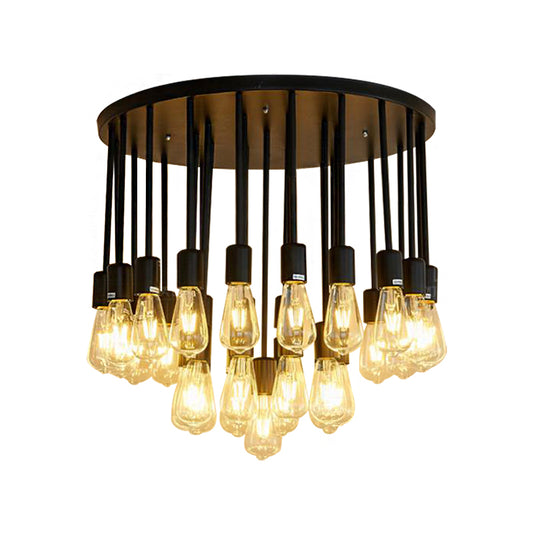 23/31 Lights Ceiling Light Fixture with Hanging Shade Clear Glass Nordic Living Room Semi Flush, 19.5"/23.5" Wide Clearhalo 'Ceiling Lights' 'Close To Ceiling Lights' 'Close to ceiling' 'Semi-flushmount' Lighting' 513207