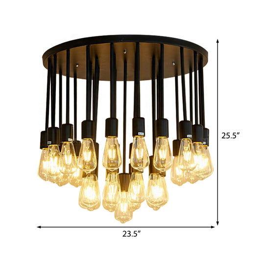 23/31 Lights Ceiling Light Fixture with Hanging Shade Clear Glass Nordic Living Room Semi Flush, 19.5"/23.5" Wide Clearhalo 'Ceiling Lights' 'Close To Ceiling Lights' 'Close to ceiling' 'Semi-flushmount' Lighting' 513208