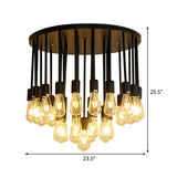 23/31 Lights Ceiling Light Fixture with Hanging Shade Clear Glass Nordic Living Room Semi Flush, 19.5"/23.5" Wide Clearhalo 'Ceiling Lights' 'Close To Ceiling Lights' 'Close to ceiling' 'Semi-flushmount' Lighting' 513208