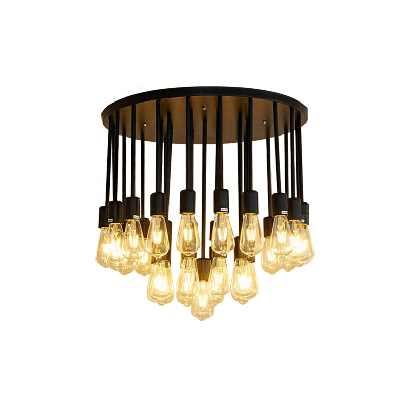 23/31 Lights Ceiling Light Fixture with Hanging Shade Clear Glass Nordic Living Room Semi Flush, 19.5"/23.5" Wide Clearhalo 'Ceiling Lights' 'Close To Ceiling Lights' 'Close to ceiling' 'Semi-flushmount' Lighting' 513211