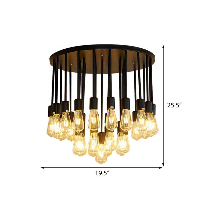 23/31 Lights Ceiling Light Fixture with Hanging Shade Clear Glass Nordic Living Room Semi Flush, 19.5"/23.5" Wide Clearhalo 'Ceiling Lights' 'Close To Ceiling Lights' 'Close to ceiling' 'Semi-flushmount' Lighting' 513212