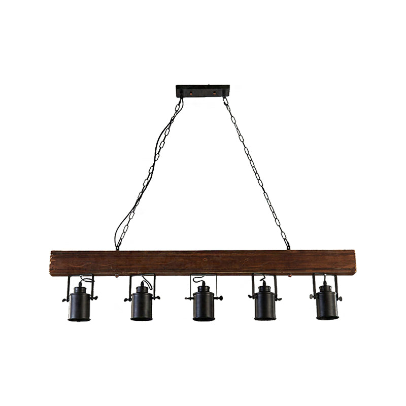 Black Cylinder Island Light Fixture Industrial Metal 5 Lights Kitchen Hanging Lamp Clearhalo 'Ceiling Lights' 'Island Lights' Lighting' 513338