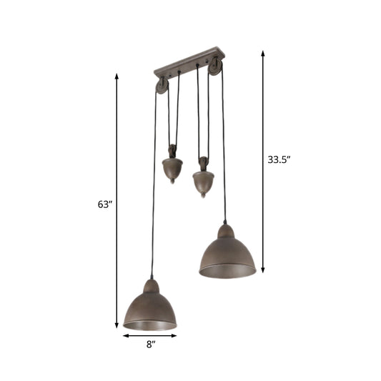 2-Light Pendant Lighting Industrial Dome Metal Hanging Ceiling Light in Antique Bronze Clearhalo 'Art Deco Pendants' 'Cast Iron' 'Ceiling Lights' 'Ceramic' 'Crystal' 'Industrial Pendants' 'Industrial' 'Metal' 'Middle Century Pendants' 'Pendant Lights' 'Pendants' 'Tiffany' Lighting' 513362