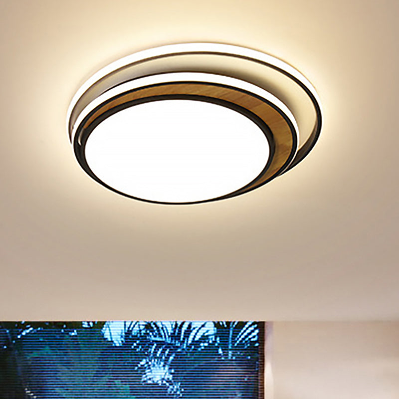 Black/White Circular Flush Ceiling Light Modern LED Metal Ceiling Light Fixture in White/Warm Light, 16.5"/20.5" Wide Clearhalo 'Ceiling Lights' 'Close To Ceiling Lights' 'Close to ceiling' 'Flush mount' Lighting' 513455