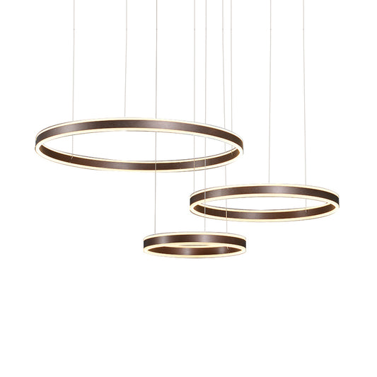 3/4-Light Circular LED Chandelier Contemporary Coffee Acrylic Pendant Lighting in Warm/White Light Clearhalo 'Ceiling Lights' 'Chandeliers' 'Modern Chandeliers' 'Modern' Lighting' 513475