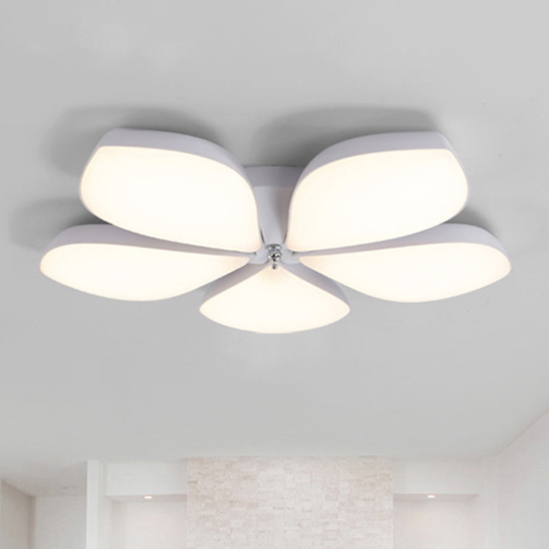 Nordic Petal Shaped Acrylic Flush Lighting Fixture 3/4/5-Head White Bedroom Ceiling Mounted Fixture Clearhalo 'Ceiling Lights' 'Close To Ceiling Lights' 'Close to ceiling' 'Flush mount' Lighting' 513496