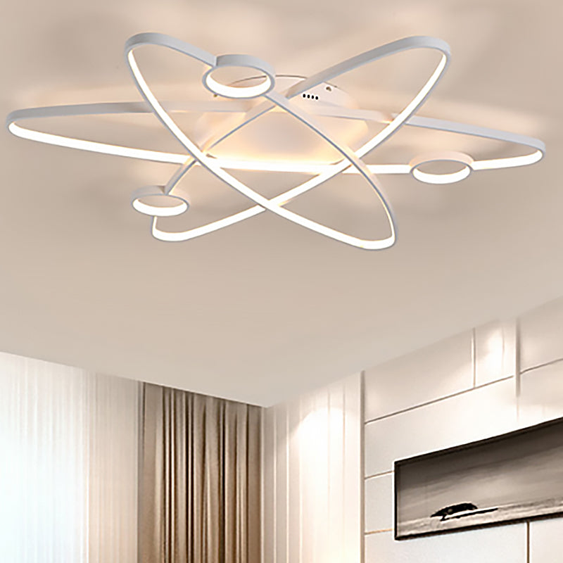 Oval Flush Lighting Modern Acrylic White/Coffee Led Contemporary Flush Ceiling Lamp Fixture in White/Warm Light, 23.5"/31.5"/39" Wide Clearhalo 'Ceiling Lights' 'Close To Ceiling Lights' 'Close to ceiling' 'Flush mount' Lighting' 513499