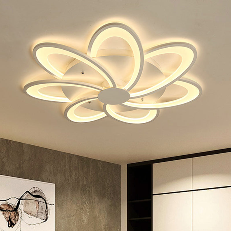 Contemporary Flower Flushmount Lighting Acrylic 6/7/8-Light Bedroom Ceiling Flush Mount in Warm/White Light Clearhalo 'Ceiling Lights' 'Close To Ceiling Lights' 'Close to ceiling' 'Flush mount' Lighting' 513505