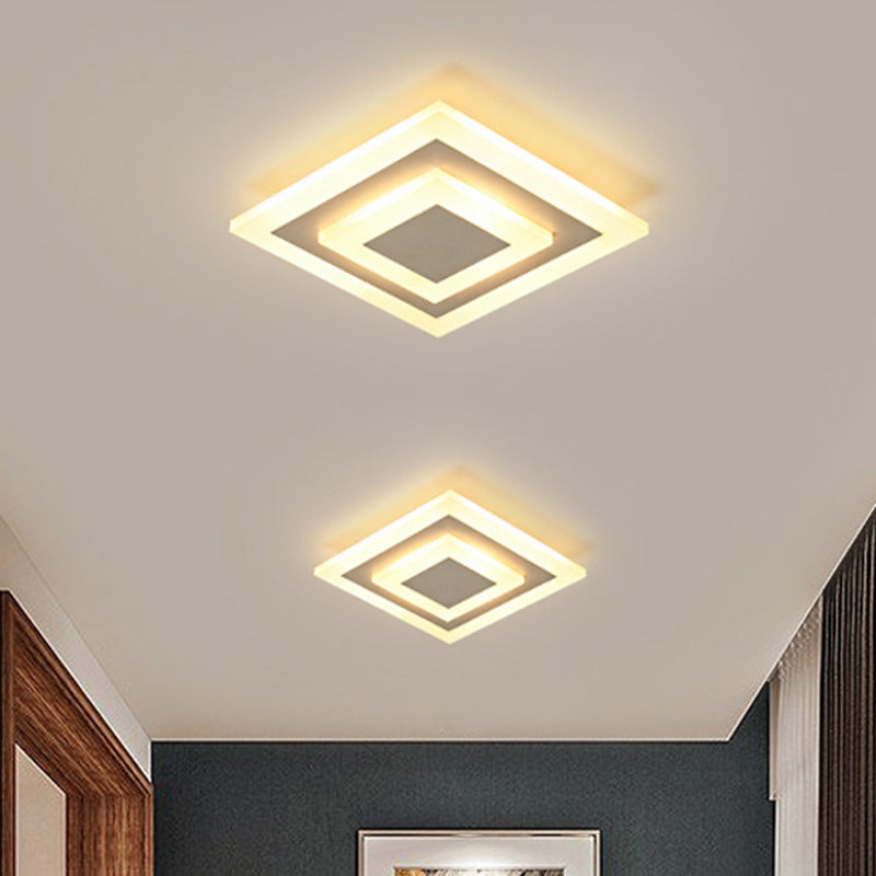 White/Coffee LED Corridor Flush Ceiling Lamp Simple Acrylic Round/Square Flushmount Lighting in Warm/White/Natural Light Clearhalo 'Ceiling Lights' 'Close To Ceiling Lights' 'Close to ceiling' 'Flush mount' Lighting' 513525