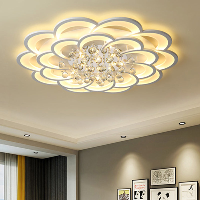 Acrylic Flower LED Flush Mount Modern 20.5"/27"/31.5" Wide Ceiling Light Fixture in Warm/White Light for Living Room Clearhalo 'Ceiling Lights' 'Close To Ceiling Lights' 'Close to ceiling' 'Flush mount' Lighting' 513535