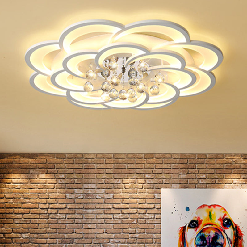 Acrylic Flower LED Flush Mount Modern 20.5"/27"/31.5" Wide Ceiling Light Fixture in Warm/White Light for Living Room Clearhalo 'Ceiling Lights' 'Close To Ceiling Lights' 'Close to ceiling' 'Flush mount' Lighting' 513536