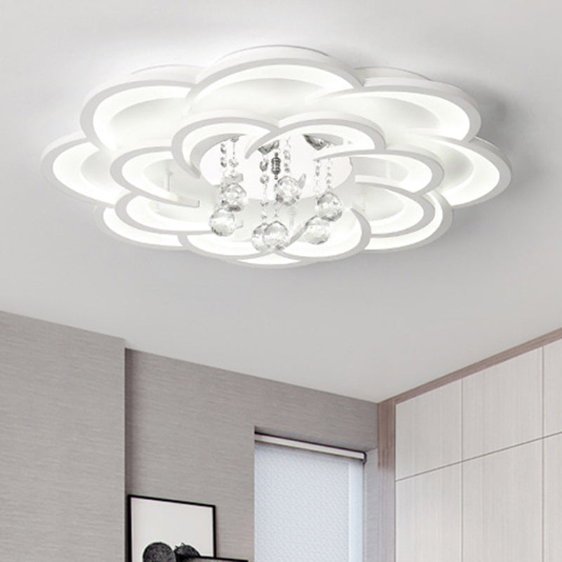 Acrylic Flower LED Flush Mount Modern 20.5"/27"/31.5" Wide Ceiling Light Fixture in Warm/White Light for Living Room Clearhalo 'Ceiling Lights' 'Close To Ceiling Lights' 'Close to ceiling' 'Flush mount' Lighting' 513537