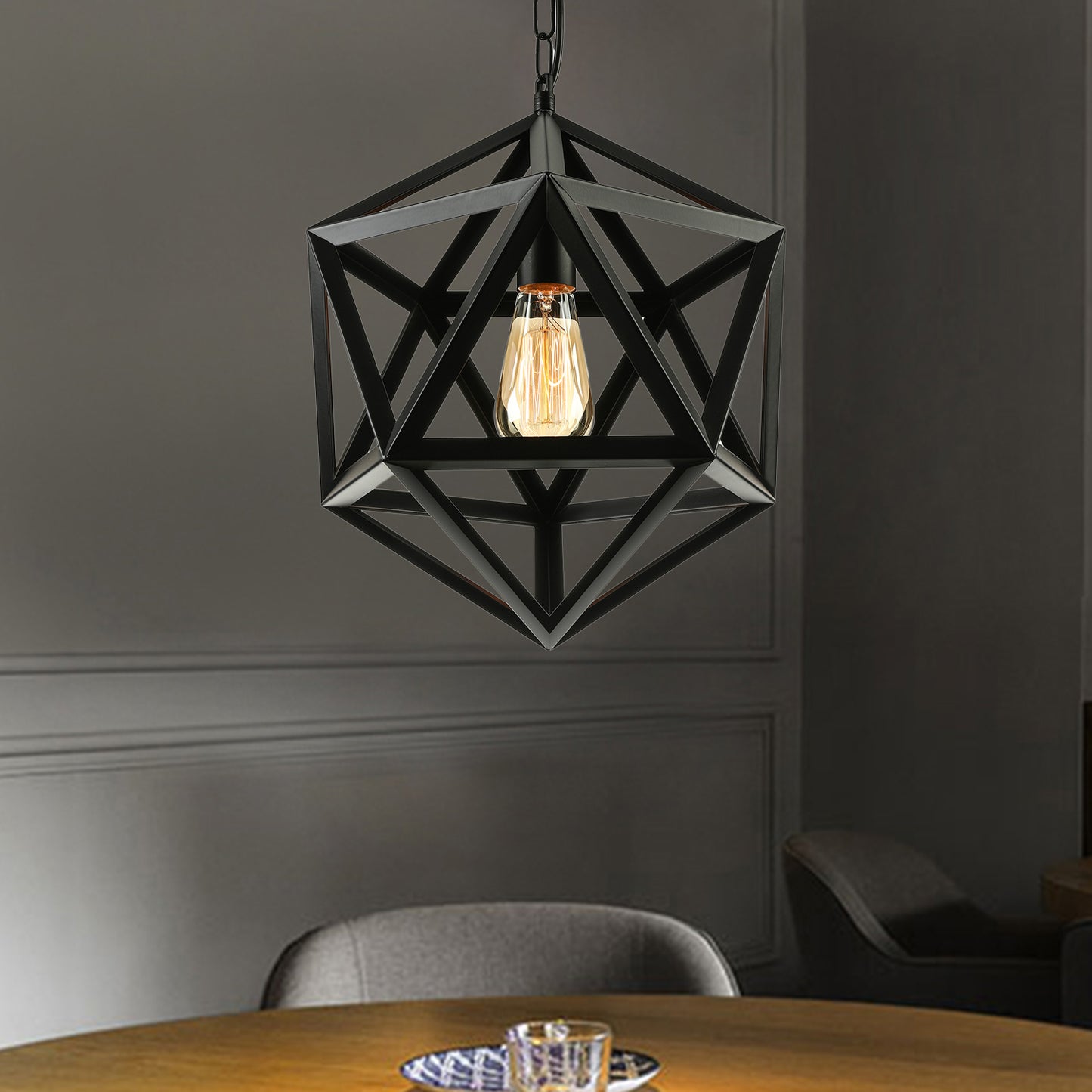 14"/18" Dia Geometric Metal Pendant Lighting Fixture Industrial 1 Bulb Dining Room Ceiling Light in Black/Rust Clearhalo 'Art Deco Pendants' 'Black' 'Cast Iron' 'Ceiling Lights' 'Ceramic' 'Crystal' 'Industrial Pendants' 'Industrial' 'Metal' 'Middle Century Pendants' 'Pendant Lights' 'Pendants' 'Rustic Pendants' 'Tiffany' Lighting' 5181