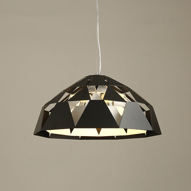 Contemporary 3 Heads Hanging Chandelier with Metal Shade Black Finish Diamond Suspended Pendant Lamp Clearhalo 'Ceiling Lights' 'Chandeliers' 'Modern Chandeliers' 'Modern' Lighting' 518793