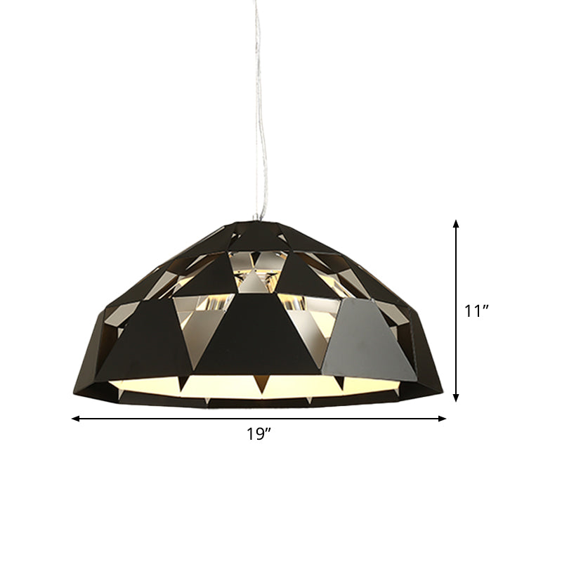 Contemporary 3 Heads Hanging Chandelier with Metal Shade Black Finish Diamond Suspended Pendant Lamp Clearhalo 'Ceiling Lights' 'Chandeliers' 'Modern Chandeliers' 'Modern' Lighting' 518794