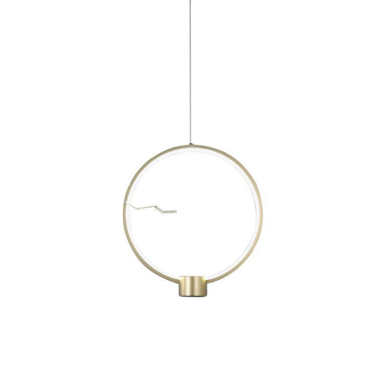 Ring Metal Hanging Pendant Light Minimalist LED Gold Ceiling Lamp Fixture in White/Warm Light Clearhalo 'Ceiling Lights' 'Modern Pendants' 'Modern' 'Pendant Lights' 'Pendants' Lighting' 518806