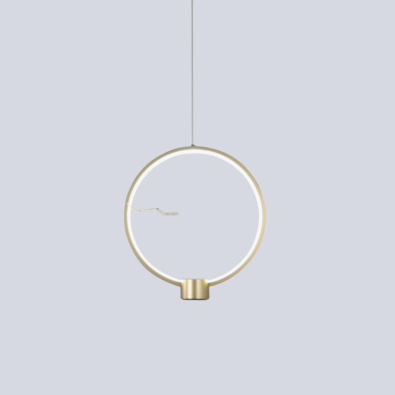 Ring Metal Hanging Pendant Light Minimalist LED Gold Ceiling Lamp Fixture in White/Warm Light Clearhalo 'Ceiling Lights' 'Modern Pendants' 'Modern' 'Pendant Lights' 'Pendants' Lighting' 518807