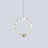 Ring Metal Hanging Pendant Light Minimalist LED Gold Ceiling Lamp Fixture in White/Warm Light Clearhalo 'Ceiling Lights' 'Modern Pendants' 'Modern' 'Pendant Lights' 'Pendants' Lighting' 518807