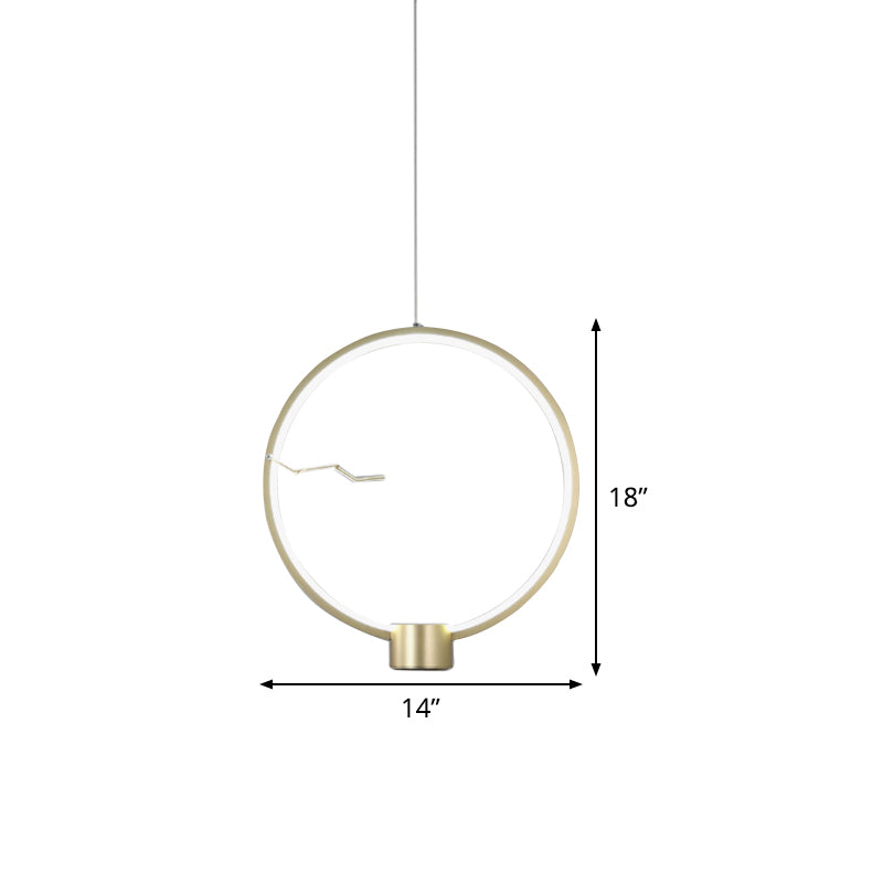 Ring Metal Hanging Pendant Light Minimalist LED Gold Ceiling Lamp Fixture in White/Warm Light Clearhalo 'Ceiling Lights' 'Modern Pendants' 'Modern' 'Pendant Lights' 'Pendants' Lighting' 518808