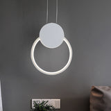 Round Suspension Light Modernism Acrylic White/Black LED Hanging Lamp Fixture for Bedside, White/Warm Light White Clearhalo 'Ceiling Lights' 'Modern Pendants' 'Modern' 'Pendant Lights' 'Pendants' Lighting' 518809