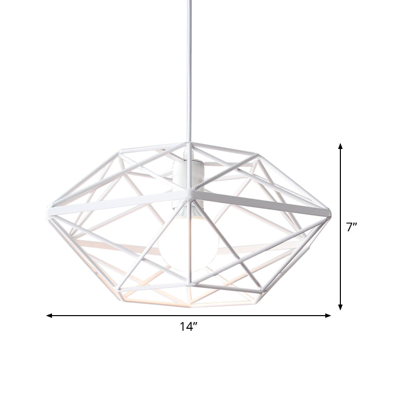 Geometry Cage Dining Room Pendant Iron 1-Bulb Contemporary Down Lighting in White Clearhalo 'Ceiling Lights' 'Modern Pendants' 'Modern' 'Pendant Lights' 'Pendants' Lighting' 518831