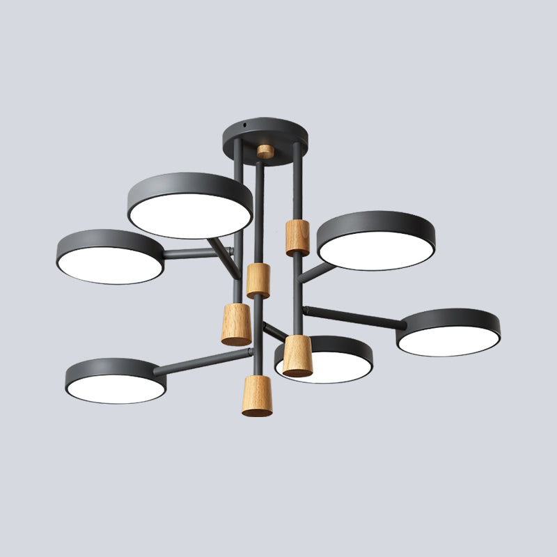 Macaron Round Flushmount Lighting Metallic 6 Heads Living Room Grey/Green/White LED Semi Flush Mount Lamp Clearhalo 'Ceiling Lights' 'Close To Ceiling Lights' 'Close to ceiling' 'Semi-flushmount' Lighting' 518873