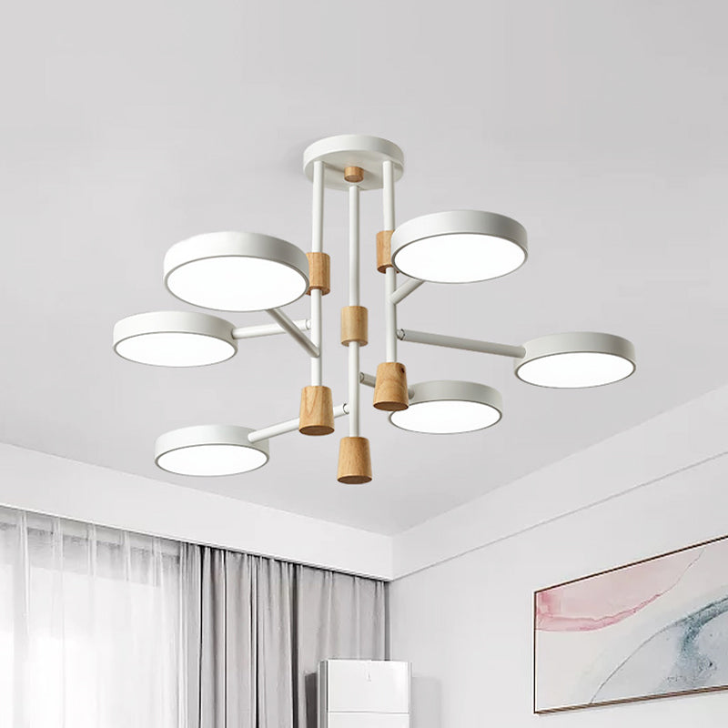 Macaron Round Flushmount Lighting Metallic 6 Heads Living Room Grey/Green/White LED Semi Flush Mount Lamp Clearhalo 'Ceiling Lights' 'Close To Ceiling Lights' 'Close to ceiling' 'Semi-flushmount' Lighting' 518880