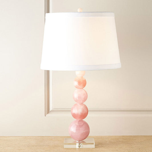 Contemporary 1 Bulb Nightstand Lamp Pink Barrel Reading Book Light with Fabric Shade Pink Clearhalo 'Lamps' 'Table Lamps' Lighting' 518923