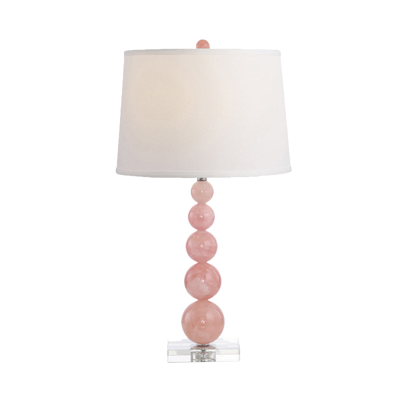 Contemporary 1 Bulb Nightstand Lamp Pink Barrel Reading Book Light with Fabric Shade Clearhalo 'Lamps' 'Table Lamps' Lighting' 518925