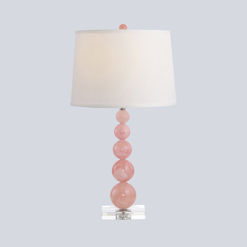 Contemporary 1 Bulb Nightstand Lamp Pink Barrel Reading Book Light with Fabric Shade Clearhalo 'Lamps' 'Table Lamps' Lighting' 518926