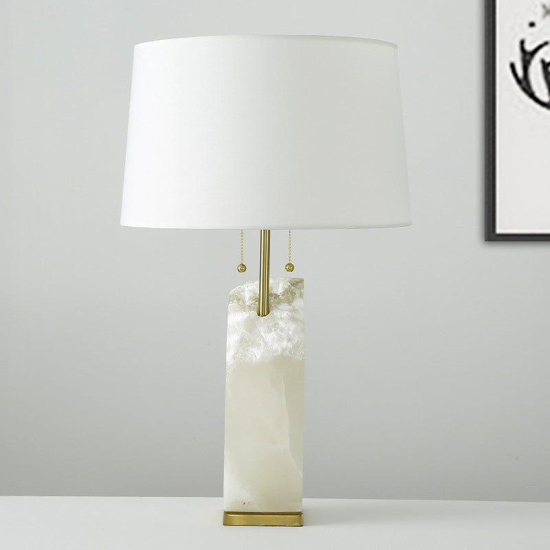 Modernism 1 Head Nightstand lamp White Drum Reading Book Light with Fabric Shade Clearhalo 'Lamps' 'Table Lamps' Lighting' 518954