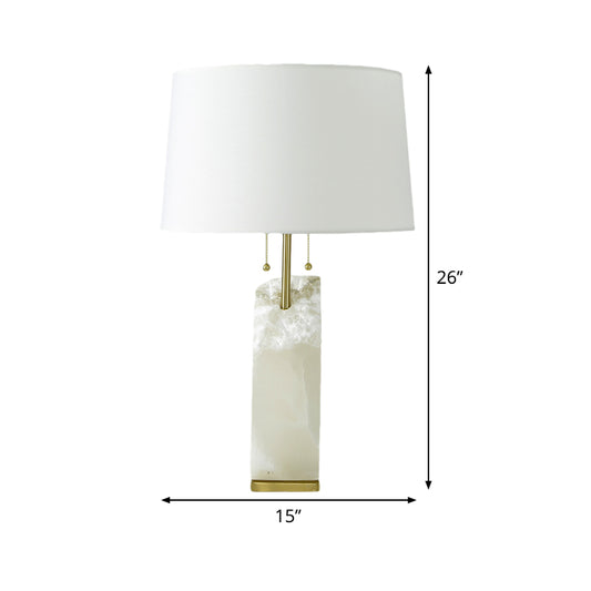 Modernism 1 Head Nightstand lamp White Drum Reading Book Light with Fabric Shade Clearhalo 'Lamps' 'Table Lamps' Lighting' 518957