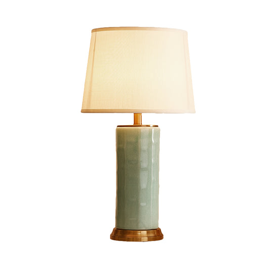 Contemporary 1 Head Task Lighting Green/Coffee Barrel Reading Book Light with Fabric Shade Clearhalo 'Lamps' 'Table Lamps' Lighting' 518995