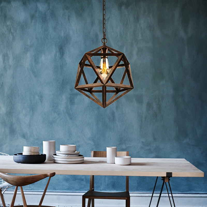 14"/18" Dia Geometric Metal Pendant Lighting Fixture Industrial 1 Bulb Dining Room Ceiling Light in Black/Rust Rust 14" Clearhalo 'Art Deco Pendants' 'Black' 'Cast Iron' 'Ceiling Lights' 'Ceramic' 'Crystal' 'Industrial Pendants' 'Industrial' 'Metal' 'Middle Century Pendants' 'Pendant Lights' 'Pendants' 'Rustic Pendants' 'Tiffany' Lighting' 5190