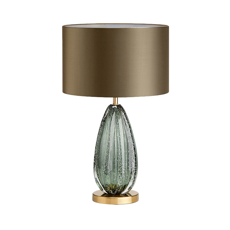 Straight Sided Shade Table Light Modernist Fabric 1 Head Small Desk Lamp in Green Clearhalo 'Lamps' 'Table Lamps' Lighting' 519014