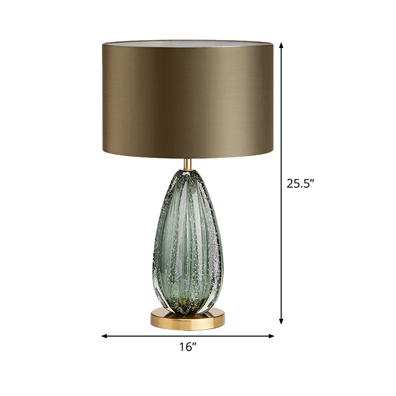 Straight Sided Shade Table Light Modernist Fabric 1 Head Small Desk Lamp in Green Clearhalo 'Lamps' 'Table Lamps' Lighting' 519016