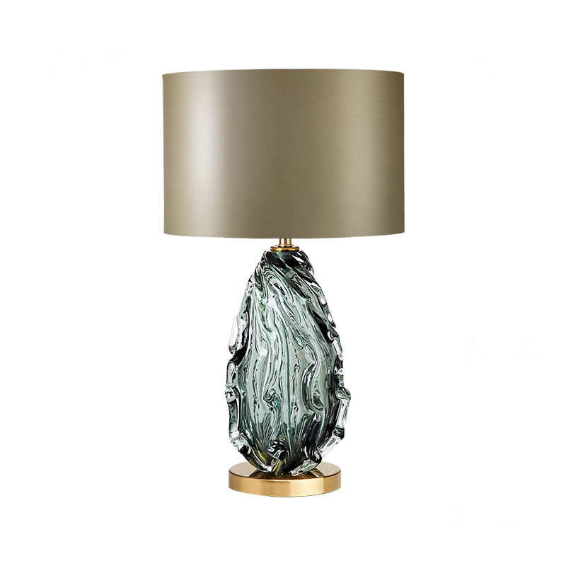 Contemporary 1 Head Task Lighting Green Cylinder Night Table Lamp with Fabric Shade Clearhalo 'Lamps' 'Table Lamps' Lighting' 519020