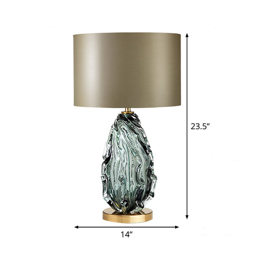 Contemporary 1 Head Task Lighting Green Cylinder Night Table Lamp with Fabric Shade Clearhalo 'Lamps' 'Table Lamps' Lighting' 519021