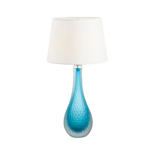 Modernism 1 Bulb Nightstand Lamp Blue Tapered Reading Book Light with Fabric Shade Clearhalo 'Lamps' 'Table Lamps' Lighting' 519040