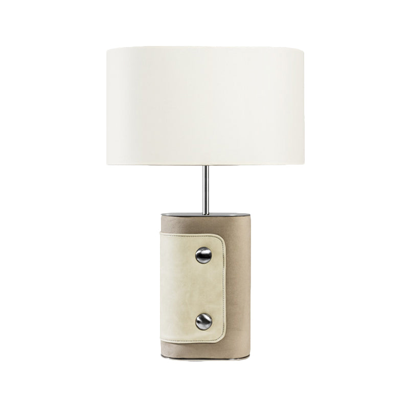 Shaded Table Light Contemporary Fabric 1 Head Small Desk Lamp in White for Bedroom Clearhalo 'Lamps' 'Table Lamps' Lighting' 519046