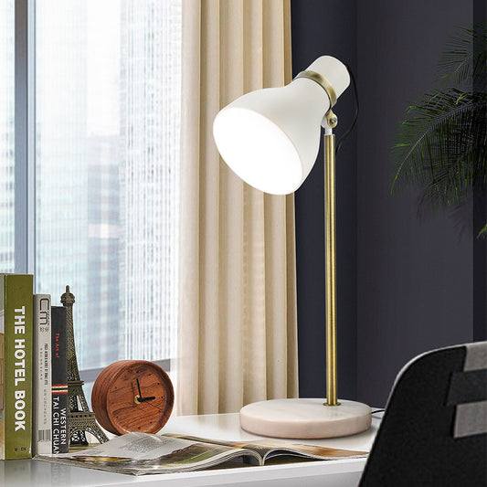 1 Head Bedside Task Lighting Modernism White Night Table Lamp with Trumpet Metal Shade Clearhalo 'Lamps' 'Table Lamps' Lighting' 519075