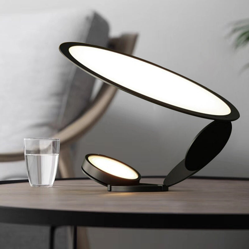 Black Circular Task Lighting Modernist LED Metal Reading Book Light for Living Room Black Clearhalo 'Lamps' 'Table Lamps' Lighting' 519078