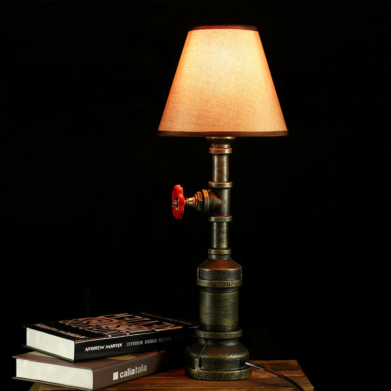 1 Head Desk Lighting Farmhouse Cone Beige Fabric Shade Table Lamp with Bronze Metal Base Clearhalo 'Lamps' 'Table Lamps' Lighting' 519155