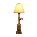 1 Head Desk Lighting Farmhouse Cone Beige Fabric Shade Table Lamp with Bronze Metal Base Clearhalo 'Lamps' 'Table Lamps' Lighting' 519156