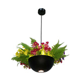 Metal Black Drop Lamp Bowl 1 Bulb Retro LED Plant Hanging Pendant Light for Restaurant Clearhalo 'Art Deco Pendants' 'Black' 'Cast Iron' 'Ceiling Lights' 'Ceramic' 'Crystal' 'Industrial Pendants' 'Industrial' 'Metal' 'Middle Century Pendants' 'Pendant Lights' 'Pendants' 'Rustic Pendants' 'Tiffany' Lighting' 519171