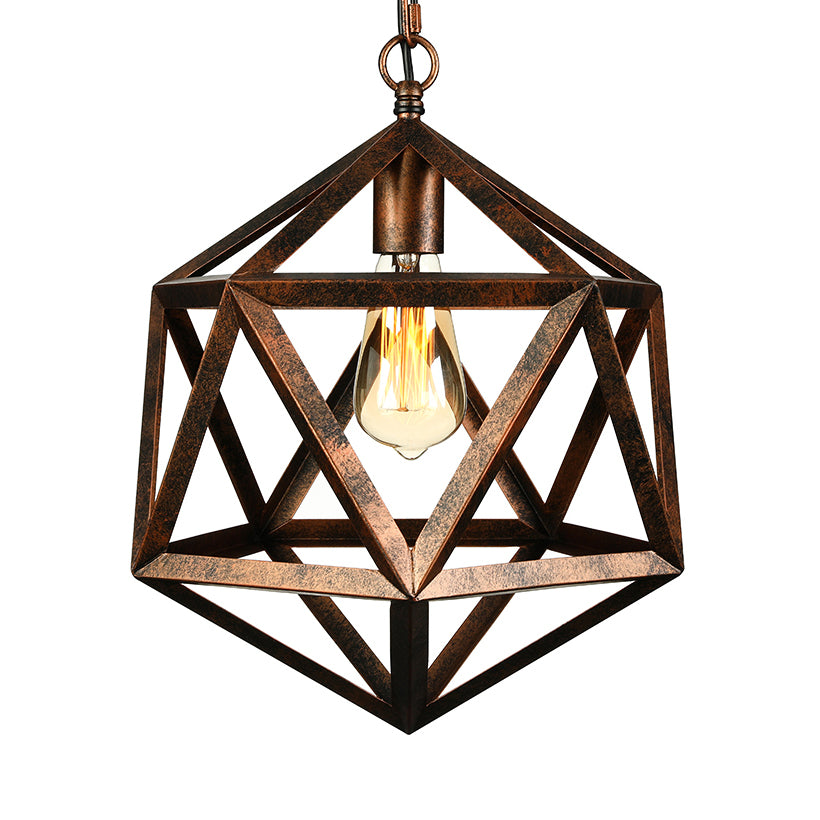 14"/18" Dia Geometric Metal Pendant Lighting Fixture Industrial 1 Bulb Dining Room Ceiling Light in Black/Rust Clearhalo 'Art Deco Pendants' 'Black' 'Cast Iron' 'Ceiling Lights' 'Ceramic' 'Crystal' 'Industrial Pendants' 'Industrial' 'Metal' 'Middle Century Pendants' 'Pendant Lights' 'Pendants' 'Rustic Pendants' 'Tiffany' Lighting' 5192