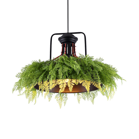 Barn Metal Plant Suspension Pendant Antique 18"/21.5" W 1 Head Restaurant LED Ceiling Light in Black Clearhalo 'Art Deco Pendants' 'Black' 'Cast Iron' 'Ceiling Lights' 'Ceramic' 'Crystal' 'Industrial Pendants' 'Industrial' 'Metal' 'Middle Century Pendants' 'Pendant Lights' 'Pendants' 'Rustic Pendants' 'Tiffany' Lighting' 519217