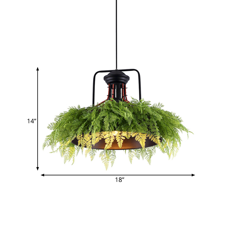 Barn Metal Plant Suspension Pendant Antique 18"/21.5" W 1 Head Restaurant LED Ceiling Light in Black Clearhalo 'Art Deco Pendants' 'Black' 'Cast Iron' 'Ceiling Lights' 'Ceramic' 'Crystal' 'Industrial Pendants' 'Industrial' 'Metal' 'Middle Century Pendants' 'Pendant Lights' 'Pendants' 'Rustic Pendants' 'Tiffany' Lighting' 519219